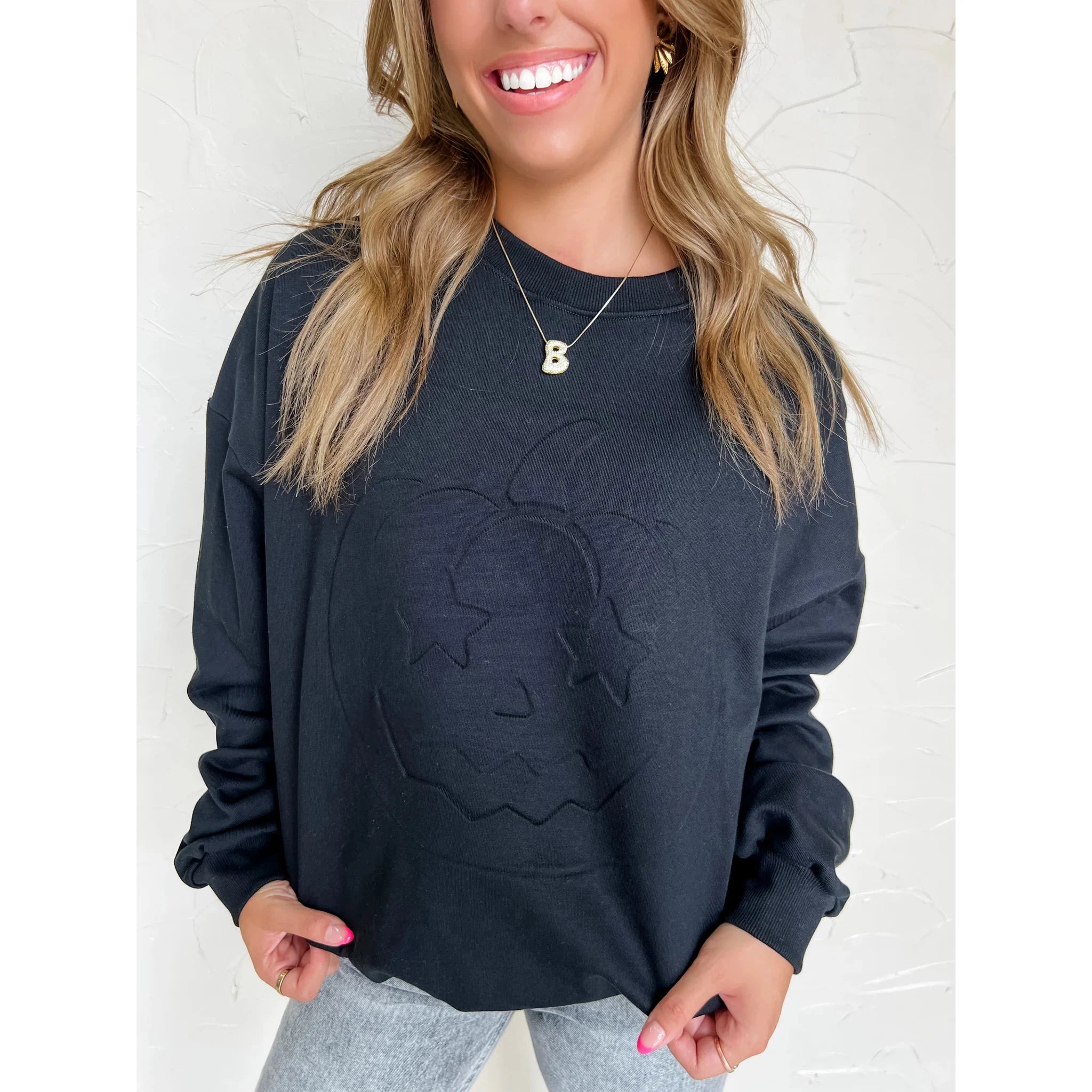 Pumpkin Embossed Sweatshirt