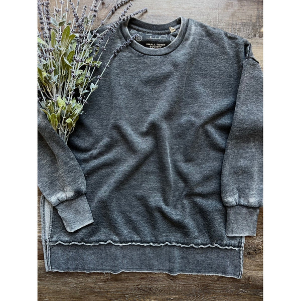 Vintage Wash Sweatshirt in BLACK, DUSTY ROSE, BLUESTONE OR GRAY