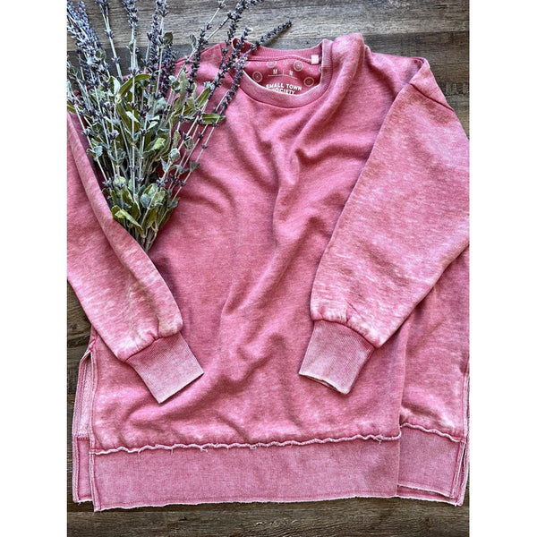 Vintage Wash Sweatshirt in BLACK, DUSTY ROSE, BLUESTONE OR GRAY