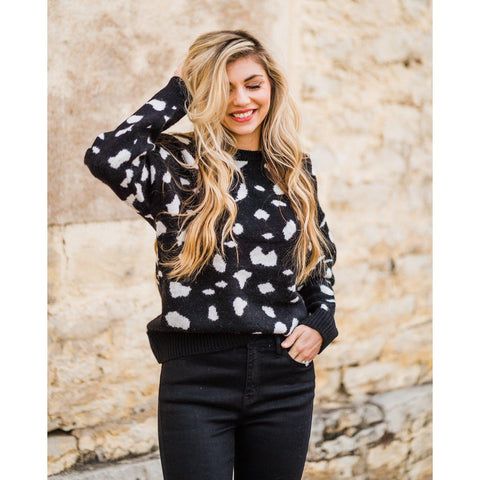 Black Animal Print Sweater