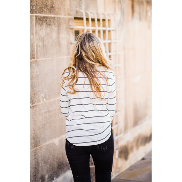 Ivory Ribbed Cowl Neck Top
