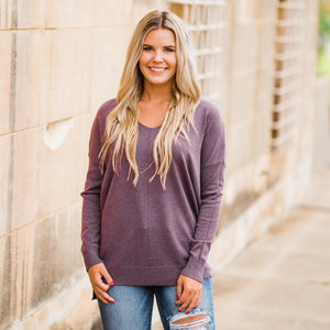 Heather Acai V-Neck Sweater